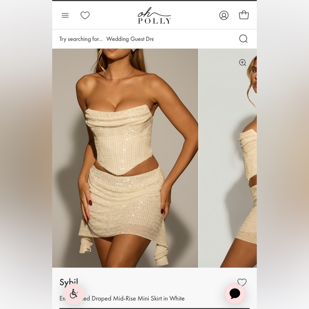 Oh Polly White Beaded Strapless Corset Two-Piece Set